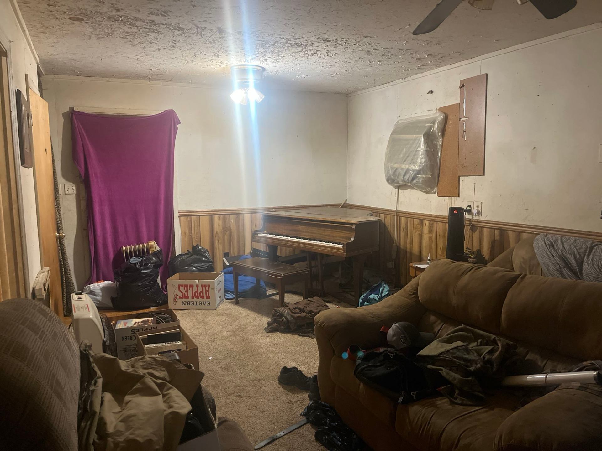 Living + kitchen — full interior rebuild — before